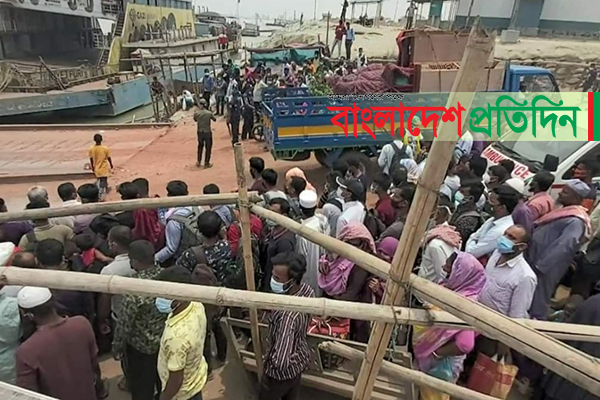দিনভর ঢাকামুখী ভিড় ছিল বাংলাবাজার-শিমুলিয়া নৌরুটে