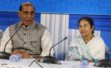 বিপুল জয়ের জন্য মমতাকে অভিনন্দন রাজনাথের

