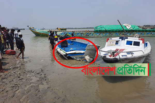 নোঙর করা বালুবোঝাই বাল্ডহেডে ধাক্কা দিয়ে ডুবে যায় স্পিডবোটটি