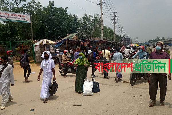 কালিয়াকৈরের মহাসড়কে ঘরমুখী মানুষের ঢল