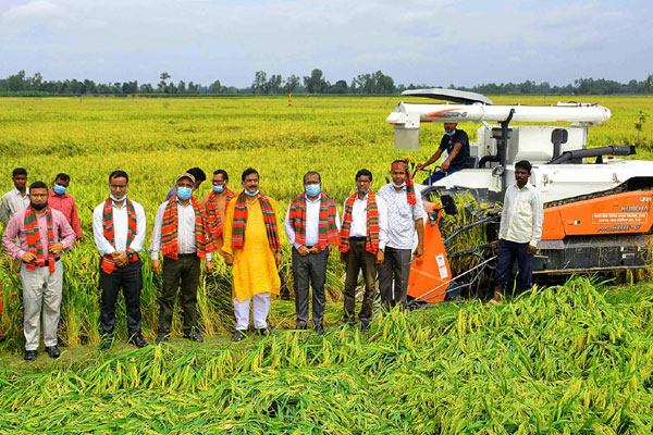 বীরগঞ্জে ধান কাটা কার্যক্রমের উদ্বোধন 