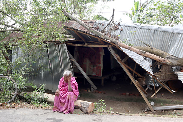 গাছ ভেঙে ঘরের চালে, প্রতিবন্ধী জমিলার অনিশ্চিত জীবন