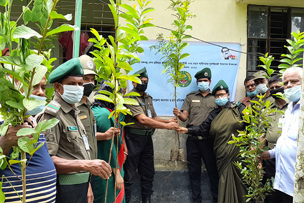 বাগেরহাটে আনসার ও ভিডিপি সদস্যদের মাঝে গাছের চারা বিতরণ