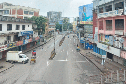 লকডাউনে সিলেটে যানবাহন ও জনশূন্য সড়ক