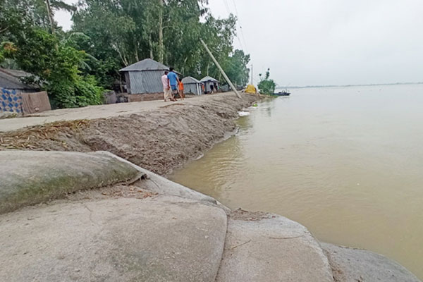 তিস্তার পানি বাড়তেই স্প্যার বাঁধে ধস, আতংক