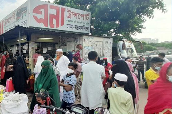 সায়েদাবাদ ও মহাখালীতে ঘরমুখো মানুষের ভিড়