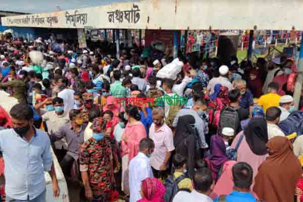 শিমুলিয়া-বাংলাবাজার নৌরুটে যাত্রীদের উভয়মুখী চাপ 