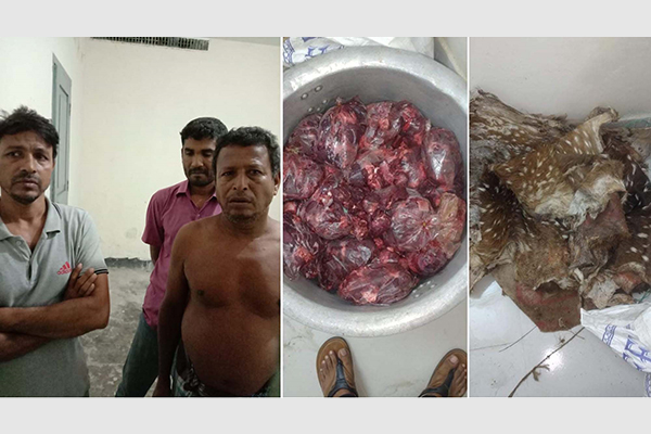 বরিশালে হরিণের মাংস ও চামড়াসহ গ্রেফতার ৪