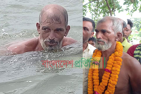 উত্তাল মেঘনায় ৪ ঘণ্টা সাঁতার বৃদ্ধের, পুরস্কারের টাকা দিলেন মসজিদে