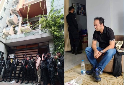 বাসায় র‍্যাবের অভিযান, ঘরে বসে ছিলেন চিন্তিত রাসেল

