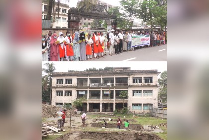 বরিশালে খেলার মাঠ অক্ষুণ্ন রেখে স্কুলভবন নির্মাণের দাবি