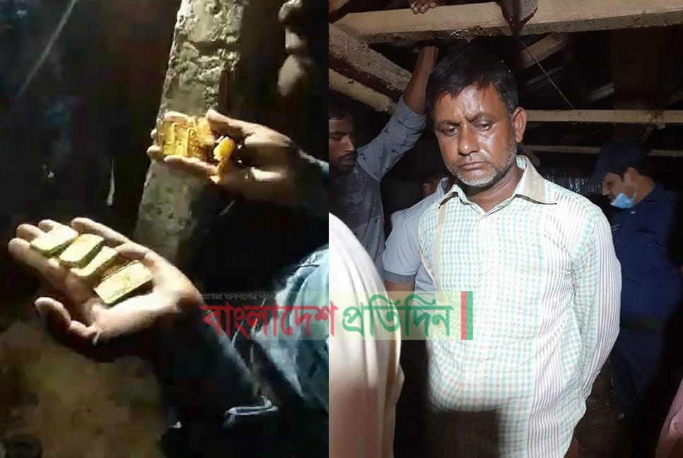 সীমান্ত এলাকা থেকে ১২ স্বর্ণের বার উদ্ধার, আটক ২