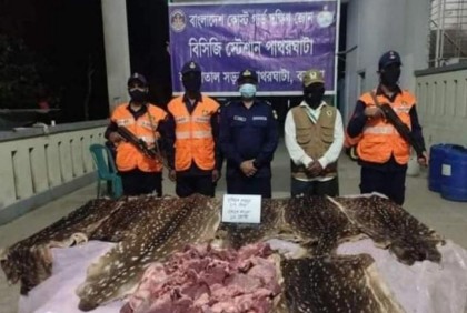 বরগুনায় হরিণের চামড়া ও মাংস উদ্বার