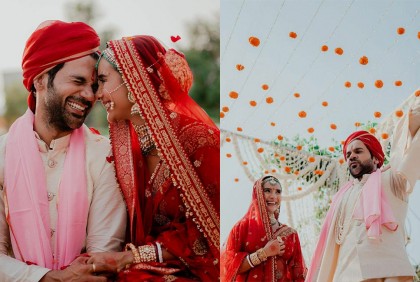 বিয়েতে বাংলা হরফে ভালোবাসার বার্তা খচিত ওড়না পরে আলোচনায় পত্রলেখা