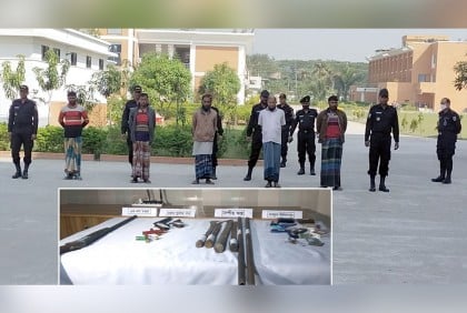 বরিশালে ৫ জলদস্যু আটক, অস্ত্র উদ্ধার