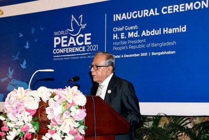 যে কোন মূল্যে বৈশ্বিক শান্তি বজায় রাখার লক্ষ্যে যৌথ প্রয়াস চালানোর জন্য রাষ্ট্রপতির আহ্বান

