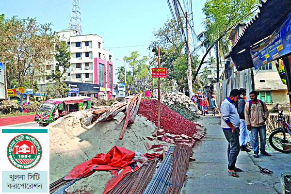 সড়কে ইট-বালুর ব্যবসা