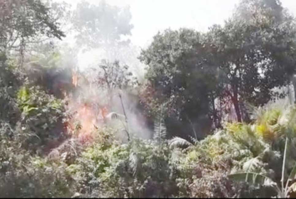 শাবি ক্যাম্পাসের টিলায় আগুন

