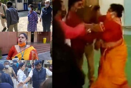 বুথের ভিতরেই ২ নারী প্রার্থীর তুমুল মারামারি!