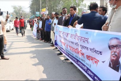 নোয়াখালীতে শিক্ষকদের মানববন্ধন