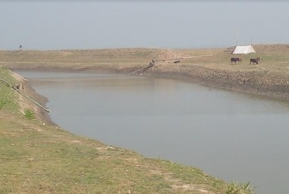 নেত্রকোনার হাওরের পানি সেচে মাছ ধরা বন্ধ 