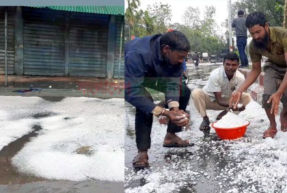ঠাকুরগাঁওয়ে হঠাৎ ব্যাপক শিলাবৃষ্টি, ফসলের ক্ষতি