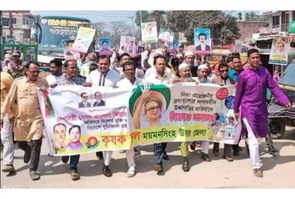 ফুলপুরে দ্রব্যমূল্যের ঊর্ধ্বগতির প্রতিবাদে কৃষকদলের বিক্ষোভ মিছিল 