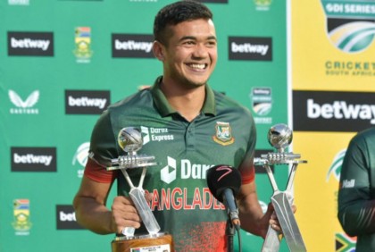 ম্যাচ ও সিরিজ সেরার মুকুট তাসকিনের