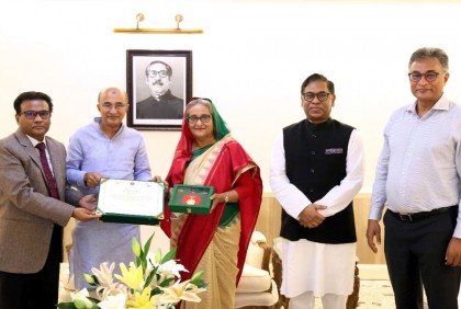 বিদ্যুৎ বিভাগের স্বাধীনতা পুরষ্কার তুলে দেওয়া হলো প্রধানমন্ত্রীর হাতে