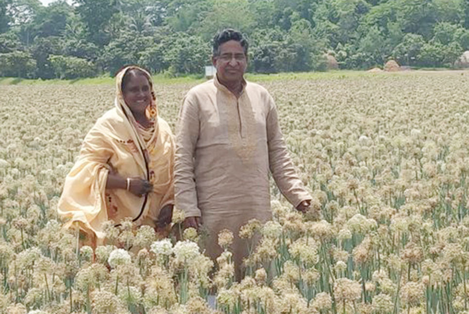 সাহিদা বেগমের পেঁয়াজ বীজের খামার দেখে মুগ্ধ কৃষিমন্ত্রী