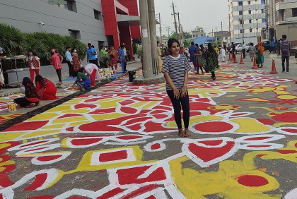 বাংলা নববর্ষ বরণে ডিপিএস এসটিএসের রাস্তা অঙ্কনের উদ্যোগ