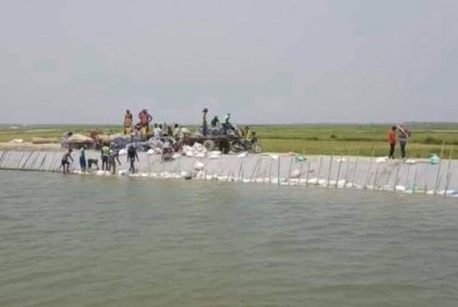 বিপদসীমার উপর দিয়ে প্রবাহিত হচ্ছে ধনু নদের পানি 
