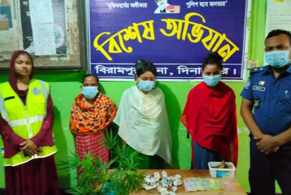 বিরামপুরে গাঁজার গাছসহ মা ও ২ মেয়ে আটক