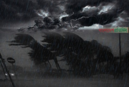 রাতে ৯ অঞ্চলে ৮০ কি.মি. বেগে ঝড় হতে পারে 

