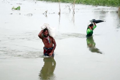 তিস্তা নদীর পানি বৃদ্ধি, নিম্নাঞ্চলে প্লাবন অব্যাহত