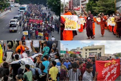 প্রেসিডেন্টের পদত্যাগের দাবিতে আবারও বিক্ষোভ শ্রীলঙ্কায়