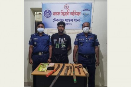 টেকনাফে দেশীয় অস্ত্র ও ক্রিস্টাল মেথসহ মাদক কারবারি আটক