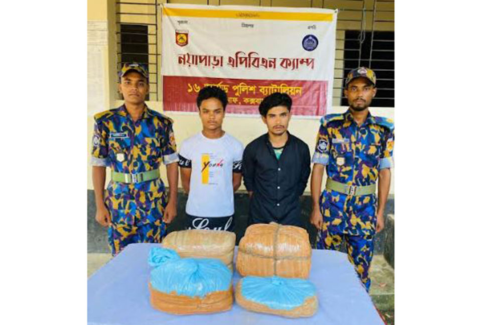রোহিঙ্গা ক্যাম্প থেকে ১১ কেজি গাঁজাসহ আটক দুই