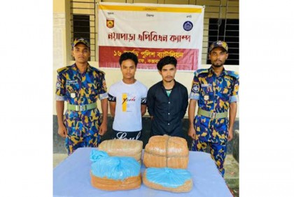 রোহিঙ্গা ক্যাম্প থেকে ১১ কেজি গাঁজাসহ আটক দুই