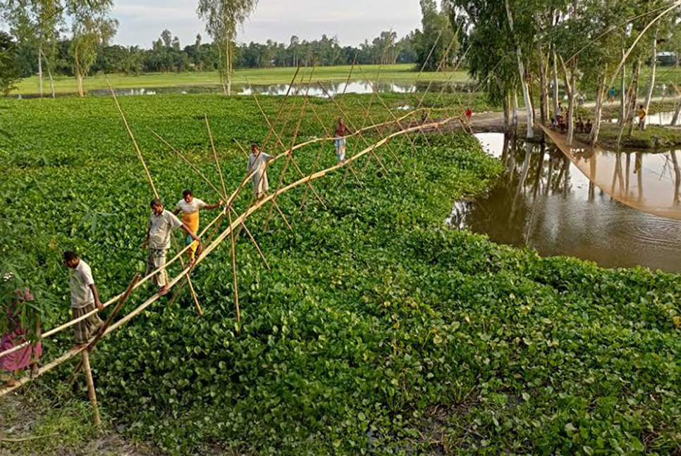 বাঁশের সাঁকোই একমাত্র ভরসা  