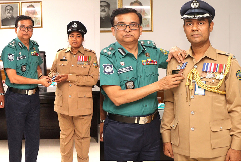 পদকে ভূষিত বরিশাল মেট্রোপলিটন পুলিশের দুই কর্মকর্তা 