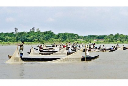 নৌ-পুলিশের অভিযানে হালদা নদীতে থেকে সাড়ে ৪ হাজার জাল জব্দ