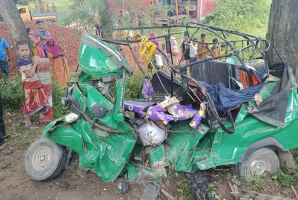 সিএনজি অটোরিকশাকে ট্রাকচাপা, প্রাণ গেল দাদি-নাতির

