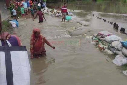 বাগেরহাটে বেড়িবাঁধ ভেঙ্গে বহুগ্রাম প্লাবিত