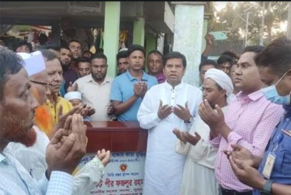 বিশ্বম্ভরপুরে সড়কের সংস্কার কাজের ভিত্তিপ্রস্তর স্থাপন