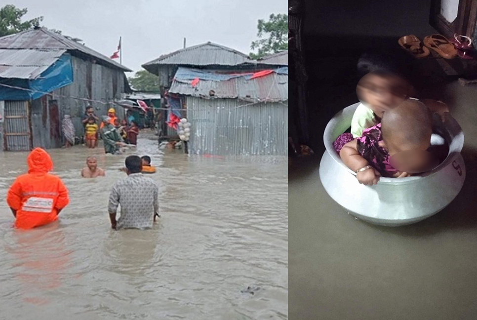 সিত্রাং: পাতিলে ভাসছে পানিবন্দি শিশুরা!
