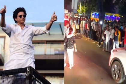 ৩ দিন আগেই শাহরুখের বাড়ির সামনে ভক্তদের ভিড় (ভিডিও)