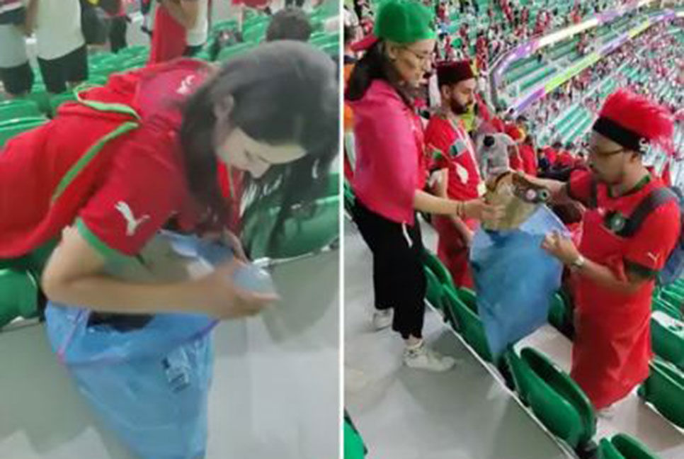 স্টেডিয়াম পরিষ্কার করে এবার প্রশংসায় ভাসছেন মরক্কোর সমর্থকরা