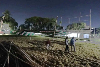 রাজশাহীতে গণসমাবেশের মাঠে প্যান্ডেল তৈরির কাজ শুরু