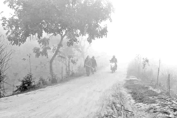 ঘন কুয়াশায় ঢাকা পড়েছে দিনাজপুর